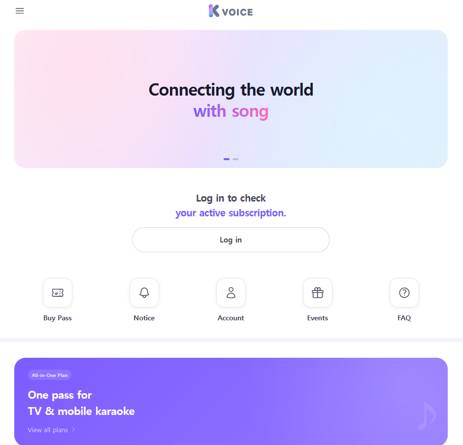 K VOICE Web · Integrated payment screen
